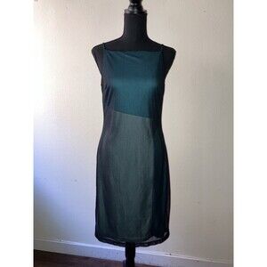 Vintage '90s Express Color Block Shift Dress w/ Black Mesh Overlay Grunge XS/S